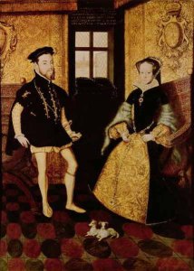 Philip next to his second wife, Mary I of England.