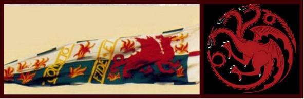Tudor banner and Targaryen banner
